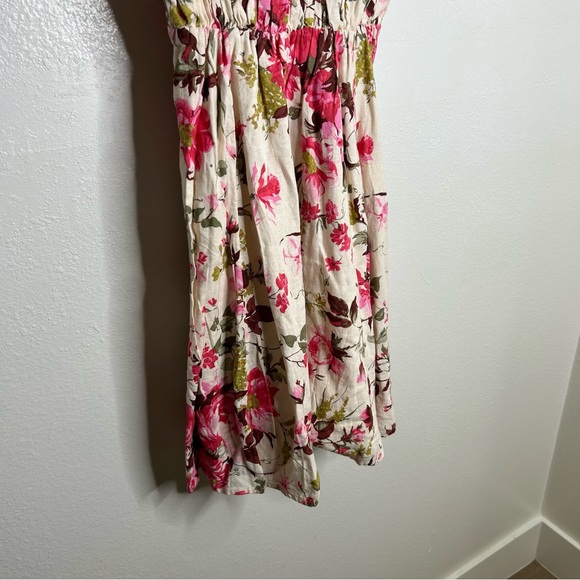 NWT Abercrombie & Fitch Puff Sleeve Babydoll Ruched Floral Linen Cotton M - Picture 7 of 12